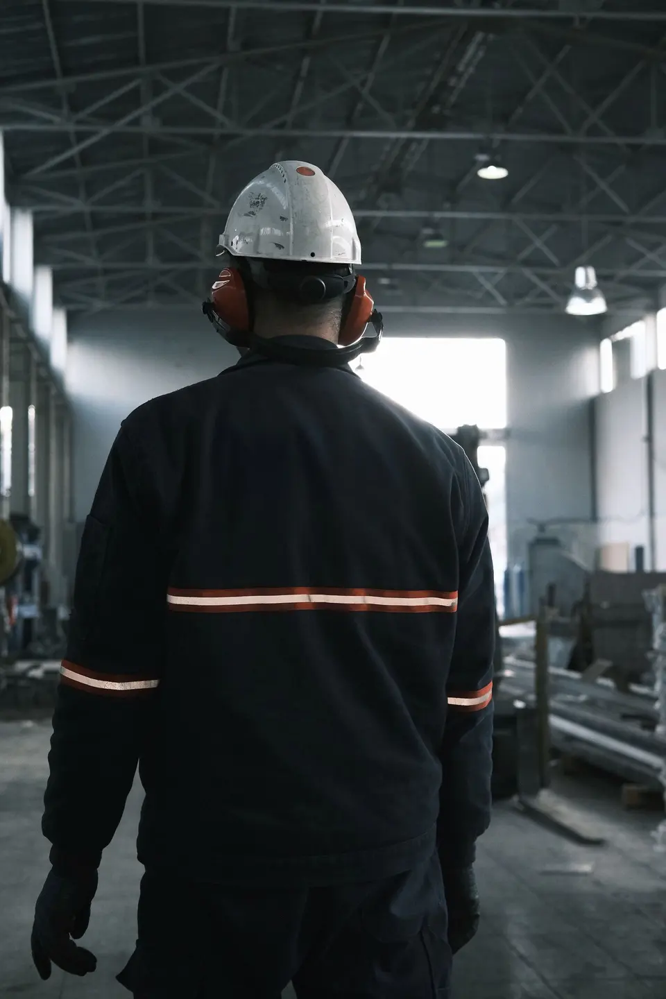 Industrial Worker in Safety Gear at Factory