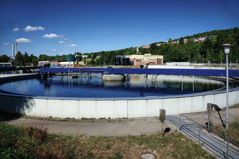 View of a Pond at a Sewage Treatment