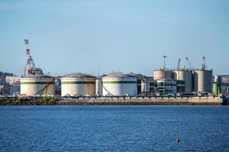 Industrial Storage Tanks by the Seaside