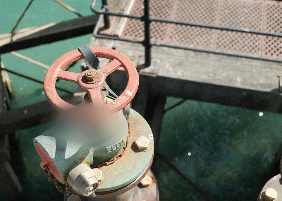 Rusted Valve on Industrial Water Pipe